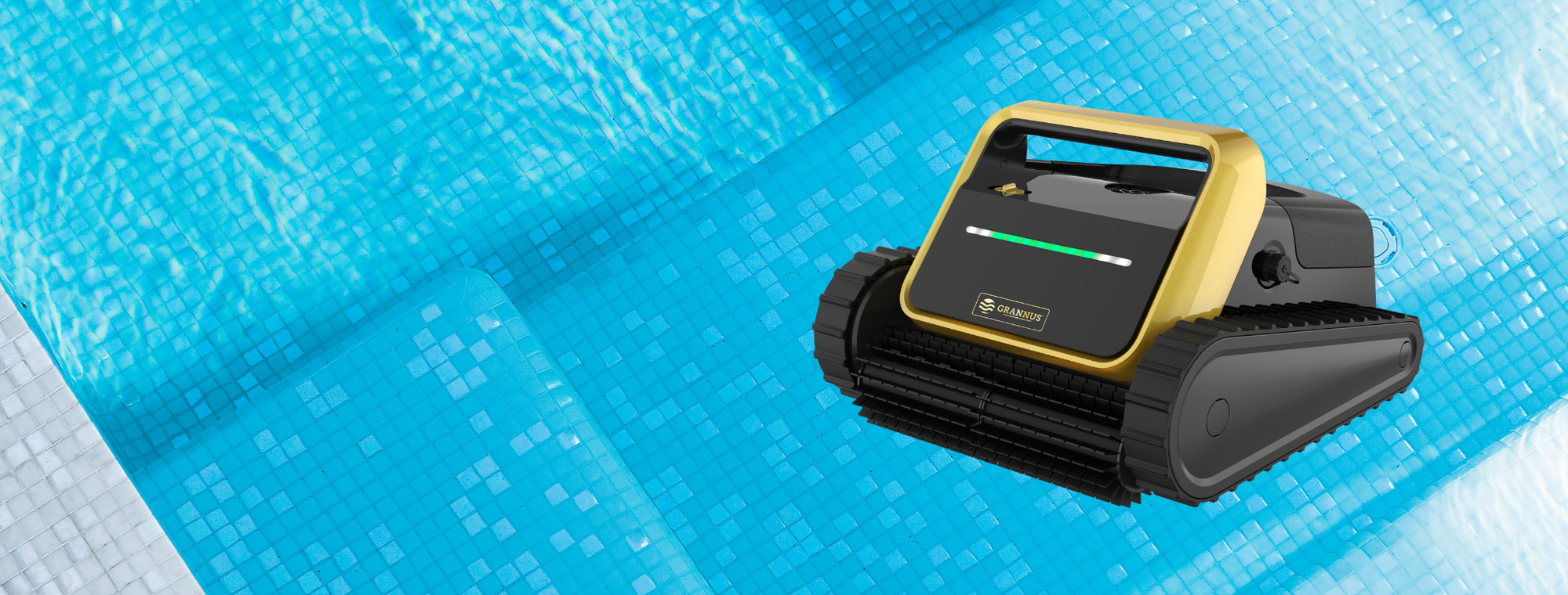 GX4000 Cordless Robotic Cleaner gliding over a pool surface, showcasing its sleek design and advanced cleaning performance.