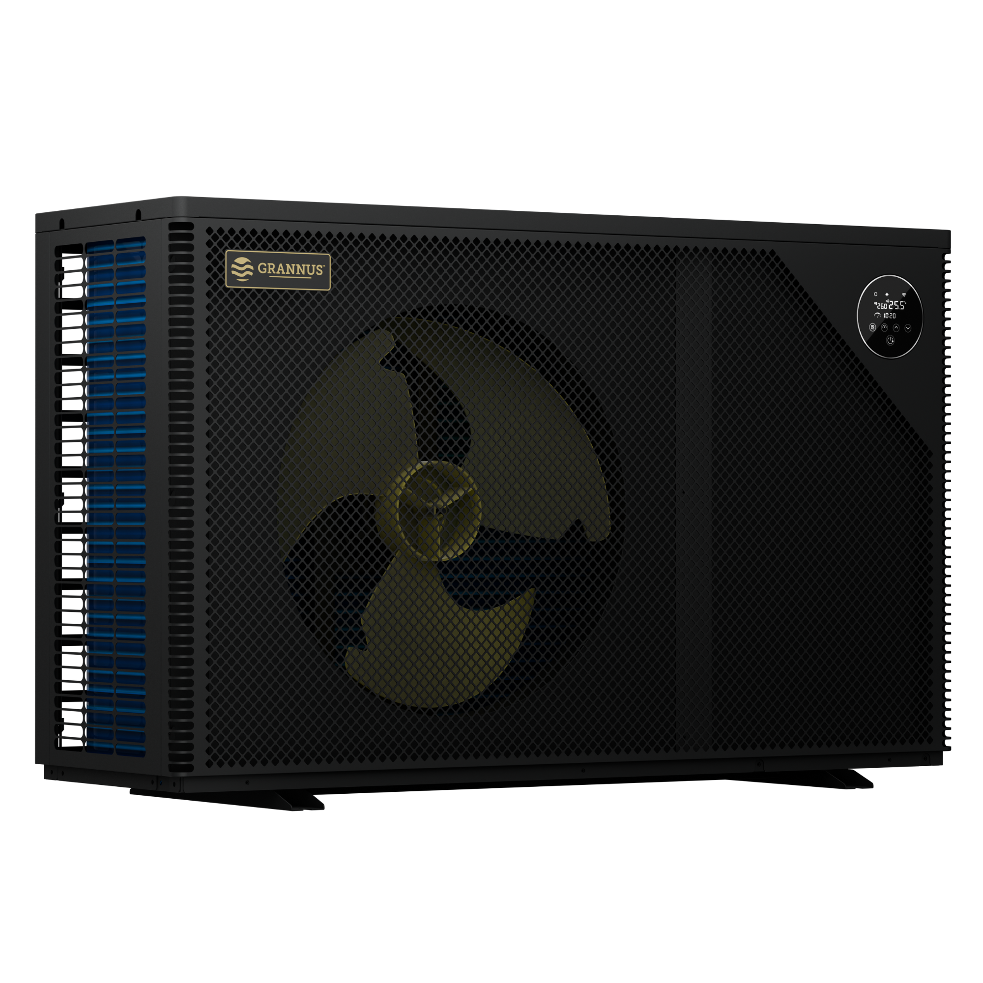 Right-side view of Apollo Series iGX pool heat pump, showcasing its sleek design and efficient residential pool heating performance.