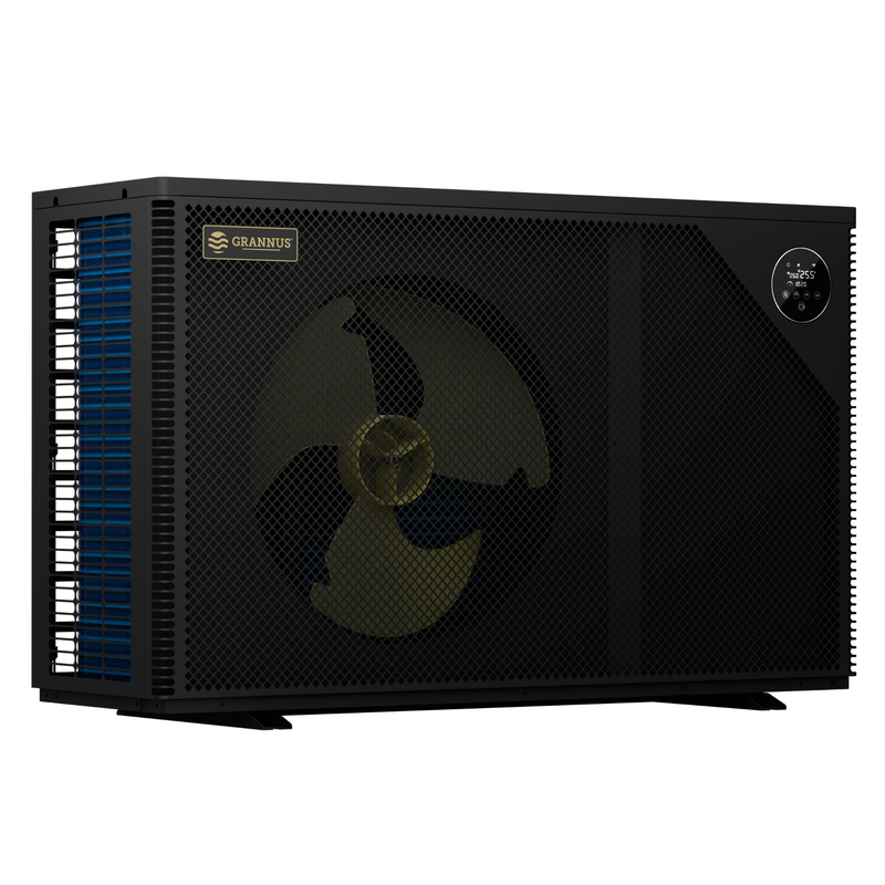 Right-side view of Apollo Series iGX pool heat pump, showcasing its sleek design and efficient residential pool heating performance.