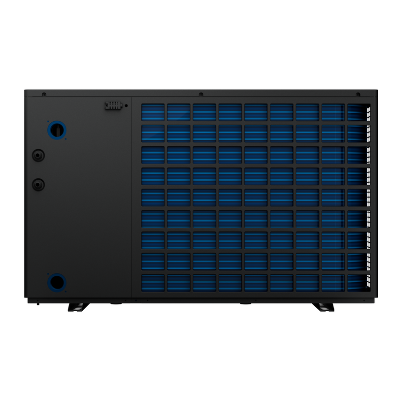 Rear view of Apollo Series iGX pool heat pump, showcasing its sleek design and efficient residential pool heating performance.