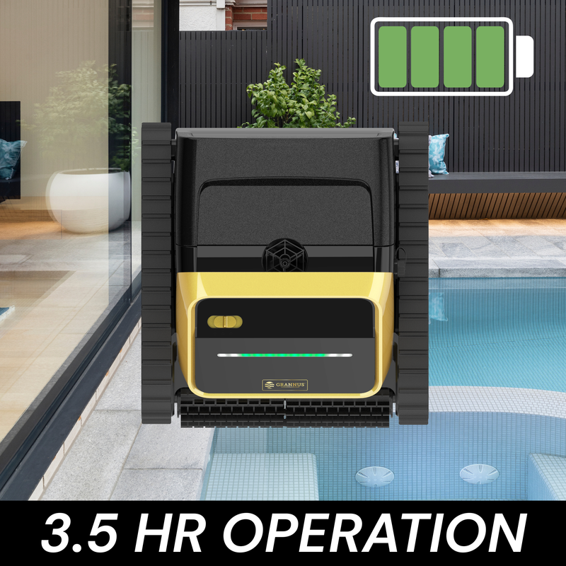 GX4000 robotic pool cleaner with a 3.5 hour operation time.