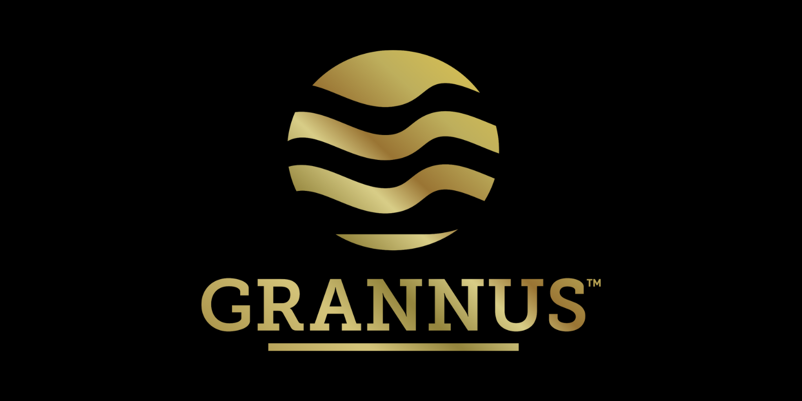 Grannus logo displayed on a black background, representing the brand identity and premium pool heating and cleaning solutions.
